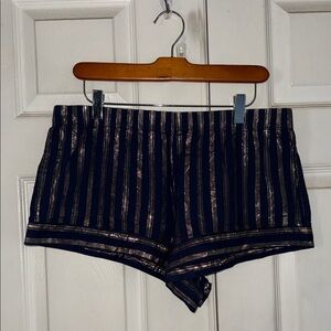 Victoria’s Secret Blue And Metallic Gold Sleep Shorts